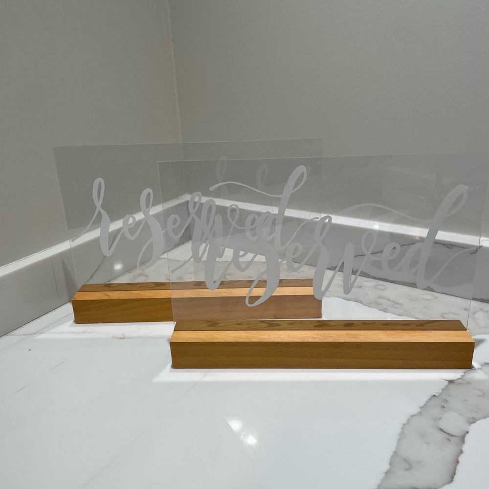 Acrylic Reserved Signs with Wooden Base